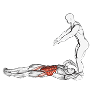 assisted lying leg raise with lateral throw down 动作演示