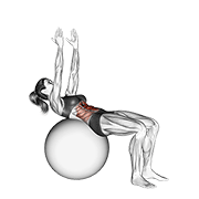 crunch (on stability ball, arms straight) exercise demonstration