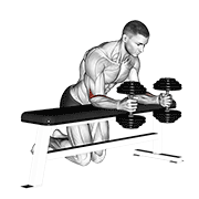 dumbbell over bench neutral wrist curl exercise demonstration