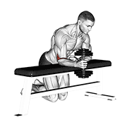 dumbbell over bench one arm neutral wrist curl 动作演示