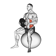 weighted seated twist (on stability ball) exercise demonstration