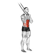 band standing crunch exercise demonstration