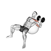 dumbbell incline one arm press on exercise ball 动作演示
