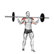 barbell standing wide military press exercise demonstration