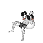 dumbbell incline hammer press on exercise ball exercise demonstration