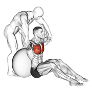 assisted seated pectoralis major stretch with stability ball 动作演示