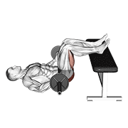barbell glute bridge two legs on bench (male) exercise demonstration